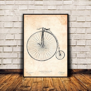 Penny farthing art print, Bicycle poster, Gift for cyclist, Victorian bicycle print, Antique decor