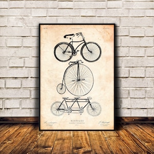 Penny farthing wall art, Bicycle poster, Gift for cyclist, Bicycle art print, Antique wall art, Industrial decor