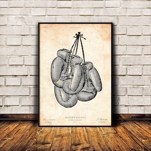 Boxing gloves print, MMA poster, Fighting club decor, Sport wall art, Vintage decor