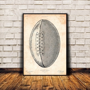 Rugby print, Rugby ball poster, Sport wall art, Father gift, Vintage home decor