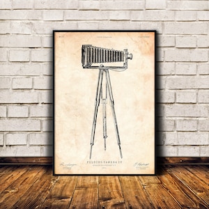 Vintage camera print, Industrial wall art, Camera decor, Photographer gift, Vintage poster