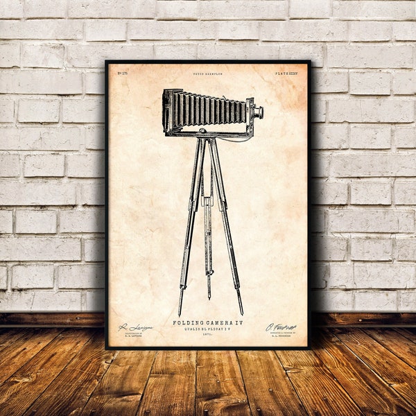 Vintage camera print, Industrial wall art, Camera decor, Photographer gift, Vintage poster