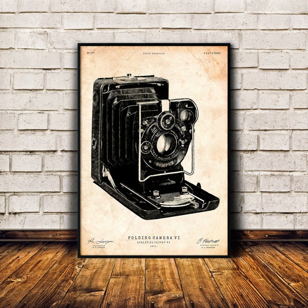 Vintage camera print, Photographer gift, Camera decor, Antique poster, Cabin wall art