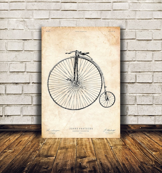 Penny Farthing Art Print Bicycle Poster Gift for Cyclist - Etsy