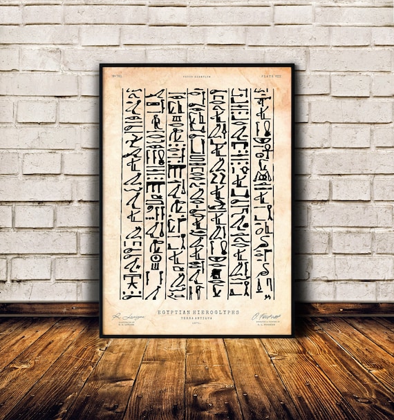 Egyptian hieroglyphs, Ancient Egypt art, Archeology gift, Egypt wall art, Historic print