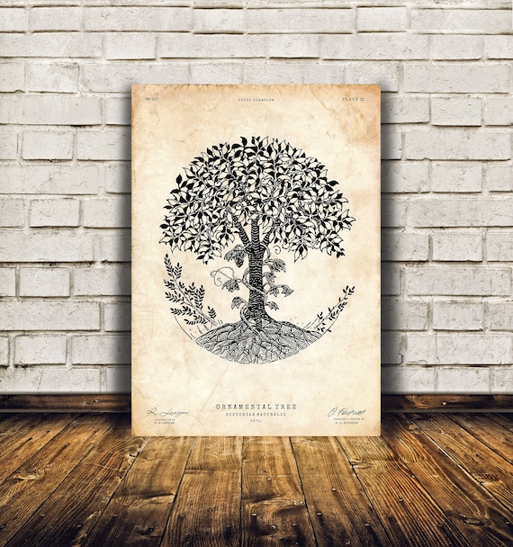 Tree of Life Print Floral Print Oak Tree Poster Cabin Etsy