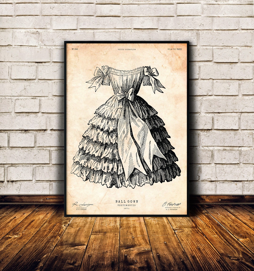 Fashion Print, Victorian Dress Art, Princess Print, Couture Wall Art ...