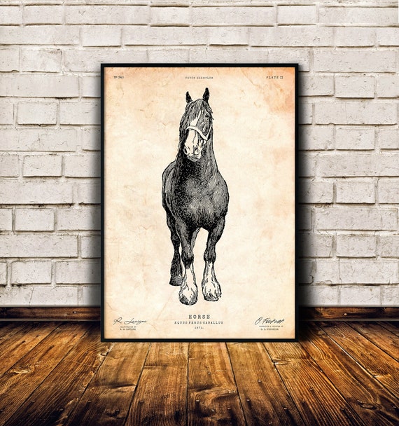Farm house print, Horse poster, Equine wall art, Rustic decor, Giclée print