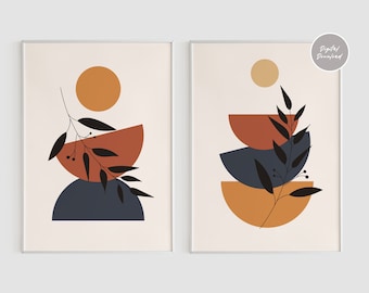 Mid Century Minimal Print Set of 2 Printable wall art abstract