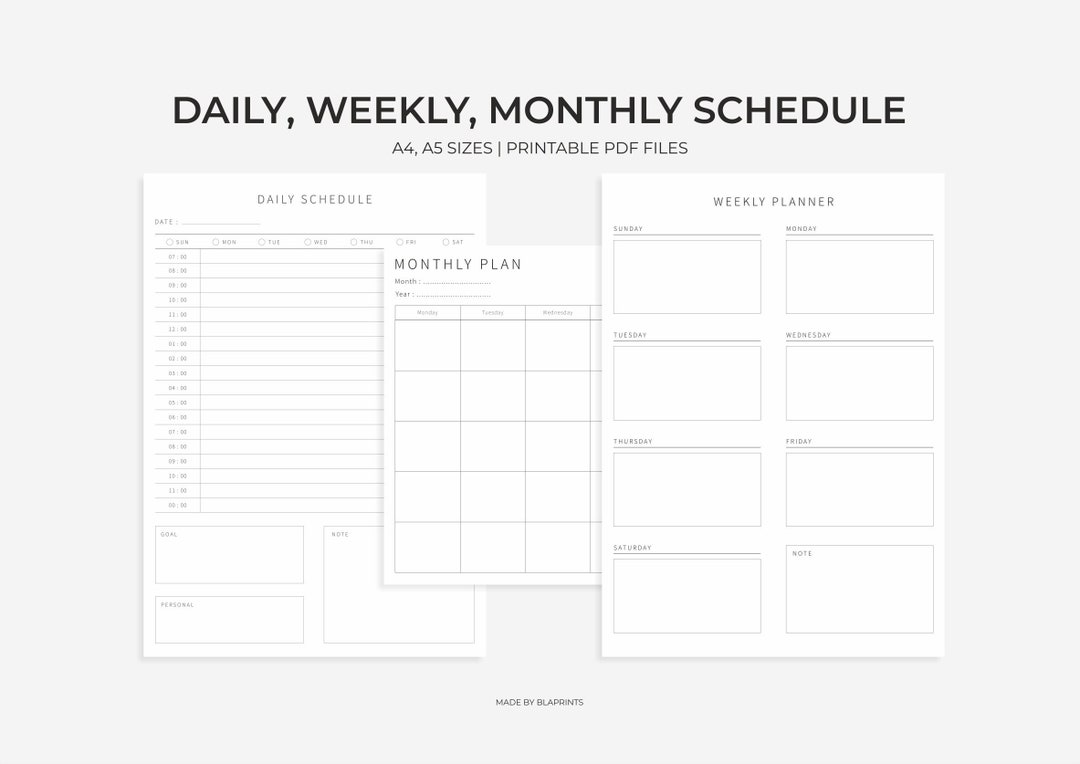 Printable Daily, Weekly, Monthly Planner Bundle (digital Download) - Etsy