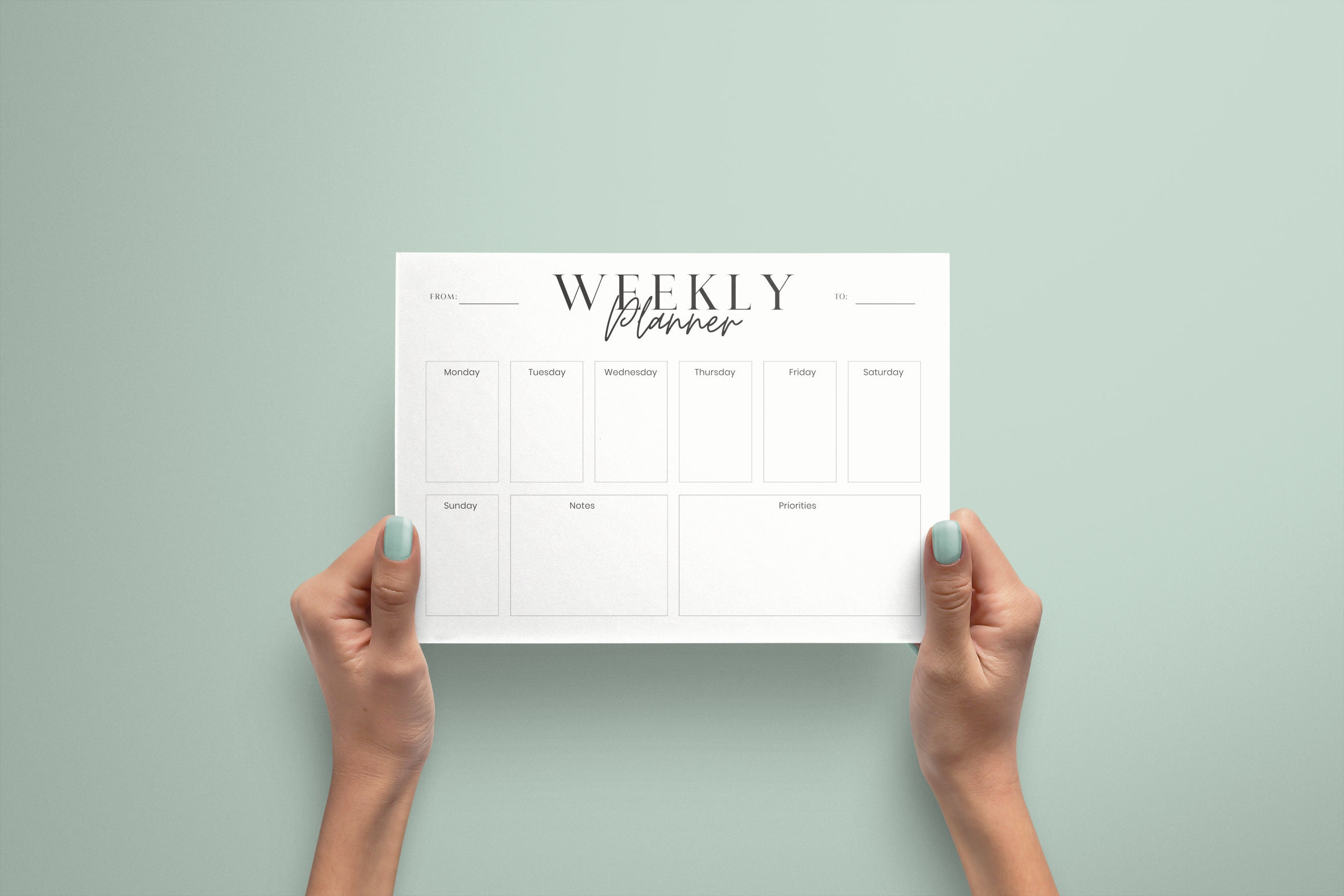Printable Weekly Planner: Minimalist Black & White (digital Download ...