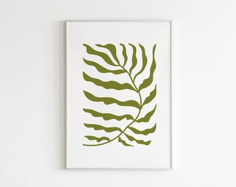 Botanical Wall Art Print, Minimalist Leaf Decor (Digital Download)