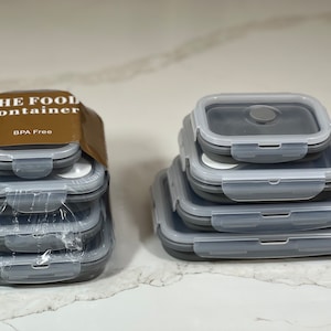 Collapsible Food Storage Bento Containers Rectangular 4 Pack set | Kitchen Organization | Meal Prep Leak Proof Storage | BPA Free