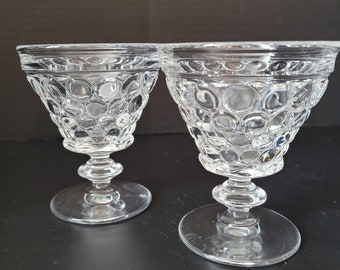 Westmoreland Thousand Eye Pattern Clear Glass Footed Sherbet/Dessert Cups Set of 2  VTG