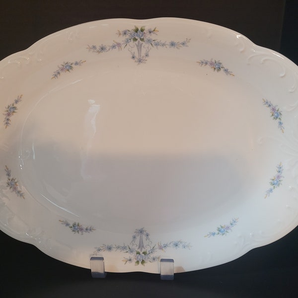 Wawel Bone China Laura Pattern Oval Serving Platter Made in Poland Vintage