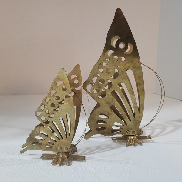 Pair of Vintage Brass Butterflies for Tabletop Display or Wall Mounting