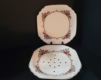 Wedgewood & Co. England Ivory Porcelain Berry Bowl with Underplate Vintage