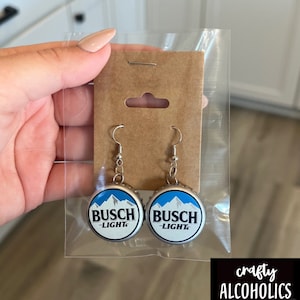 BUSCH LIGHT EARRINGS | Handmade | Bottle Cap Earrings