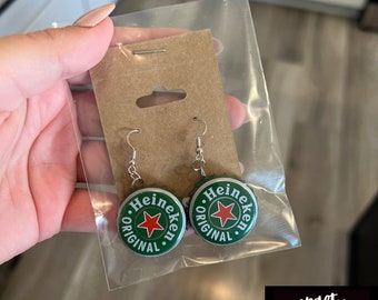 HEINEKEN EARRINGS | Handmade | Bottle Cap Earrings