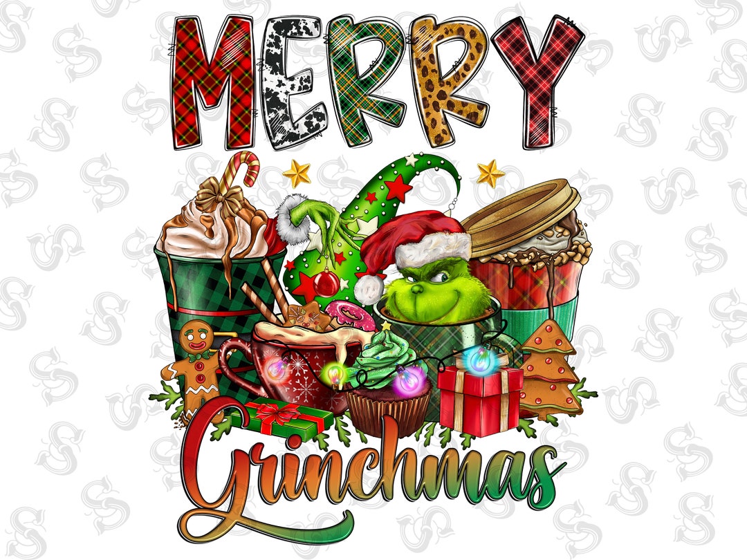 Merry Grinchmas With Coffee Drinks Pngmerry Grinchmas - Etsy