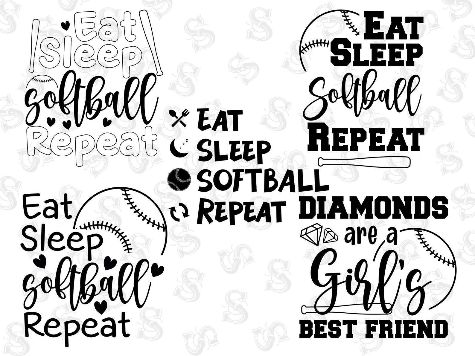 Softball SVG 15 Bundlesoftball Svgsoftball Quotes Etsy