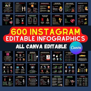 600 Business Infographics for Instagram, Canva Editable Templates | Entrepreneur Infographics Instagram Post | Success Infographics |