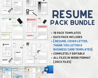 Modern Resume Template Collection | Cover Letter, Business Card (Word .docx)