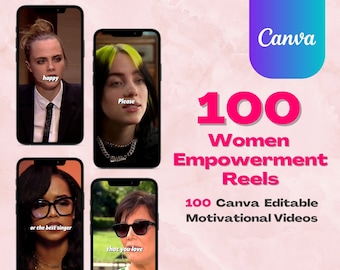 Kvinnors egenmakt-rullar, Canva-redigerbara motivationsvideor (digital nedladdning)