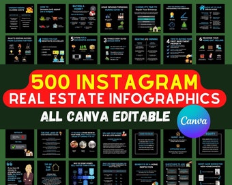 500 Real Estate Instagram Templates | Realtor Marketing Canva Bundle