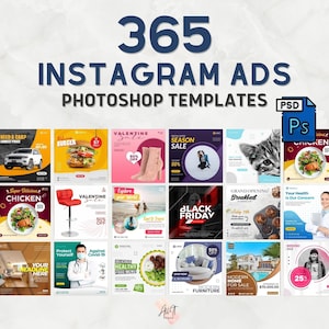 365 Instagram Ads Templates | Photoshop Ads Template | Instagram Template | Editable Instagram Ads |