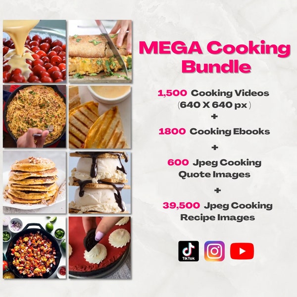 Cooking videos and Recipe Mega Bundle | Videos and Pictures for Instagram, Tiktok, Youtube |