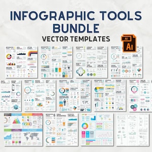 Infographic Tools Vector Templates | Vector Infographics | Illustrator Infographic Editable Templates | Ai Infographic Bundle |
