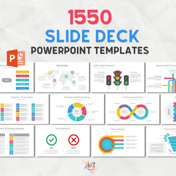 1550 Slide Deck Vollständig bearbeitbare Vorlagen | Powerpoint Vorlagen Bundle | Präsentation Deck Template Bundle |