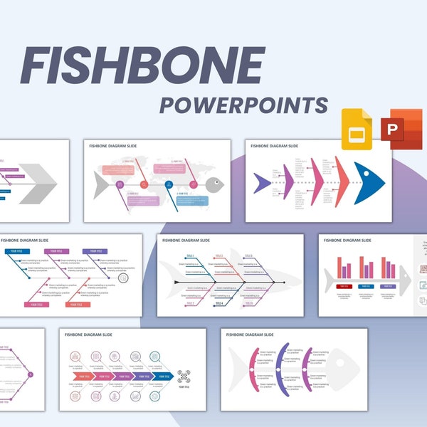 Modèles entièrement modifiables Fishbone PowerPoint | Modèles PowerPoint de graphiques en arête de poisson | Modèle de présentation |