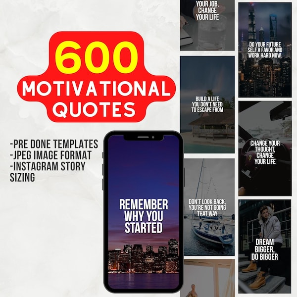 600 Motivational Story Templates | Motivational Instagram Stories | Social Media Infographics of Motivational Quotes |