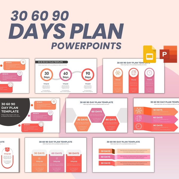 30 60 90 Day Plan Chart PowerPoint Fully Editable Templates | 30 60 90 Day PowerPoint Templates | Presentation Template |