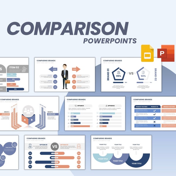 Modèles PowerPoint de comparaison entièrement modifiables | Tableaux comparatifs Modèles PowerPoint | Modèle de présentation |