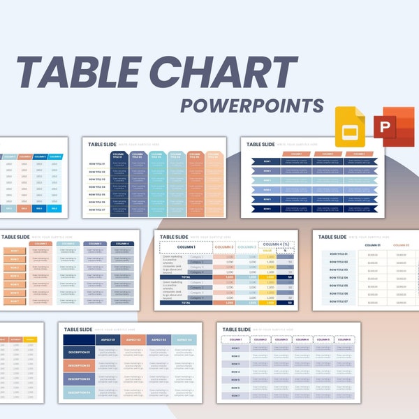 Table Charts PowerPoint Fully Editable Templates | Table Chart PowerPoint Templates | Presentation Template |