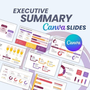 Executive Summary Canva Fully Editable Templates | Executive Summary Chart Canva Templates | Presentation Template | Canva Slides Template |