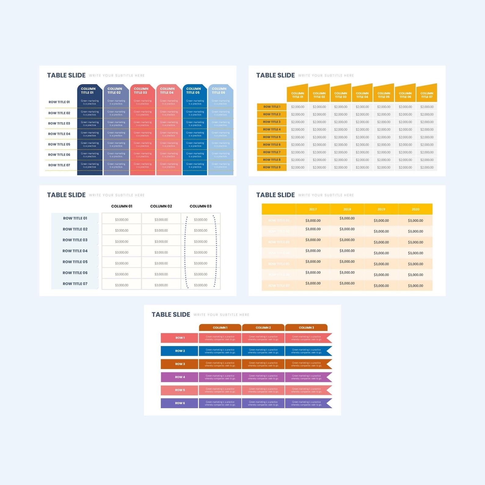 Editable Table Charts Powerpoint Templates | Presentation Slides - Etsy