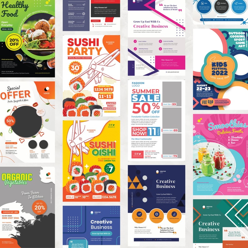 Flyer Include 100 Flyer Templates | Editable PSD Flyers for Events - Etsy