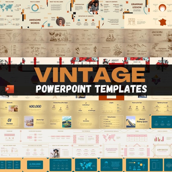 Cùng tìm hiểu bộ sưu tập Vintage PowerPoint Templates độc đáo nhất để trở về quá khứ và lấy cảm hứng để tạo ra bài thuyết trình tuyệt vời.