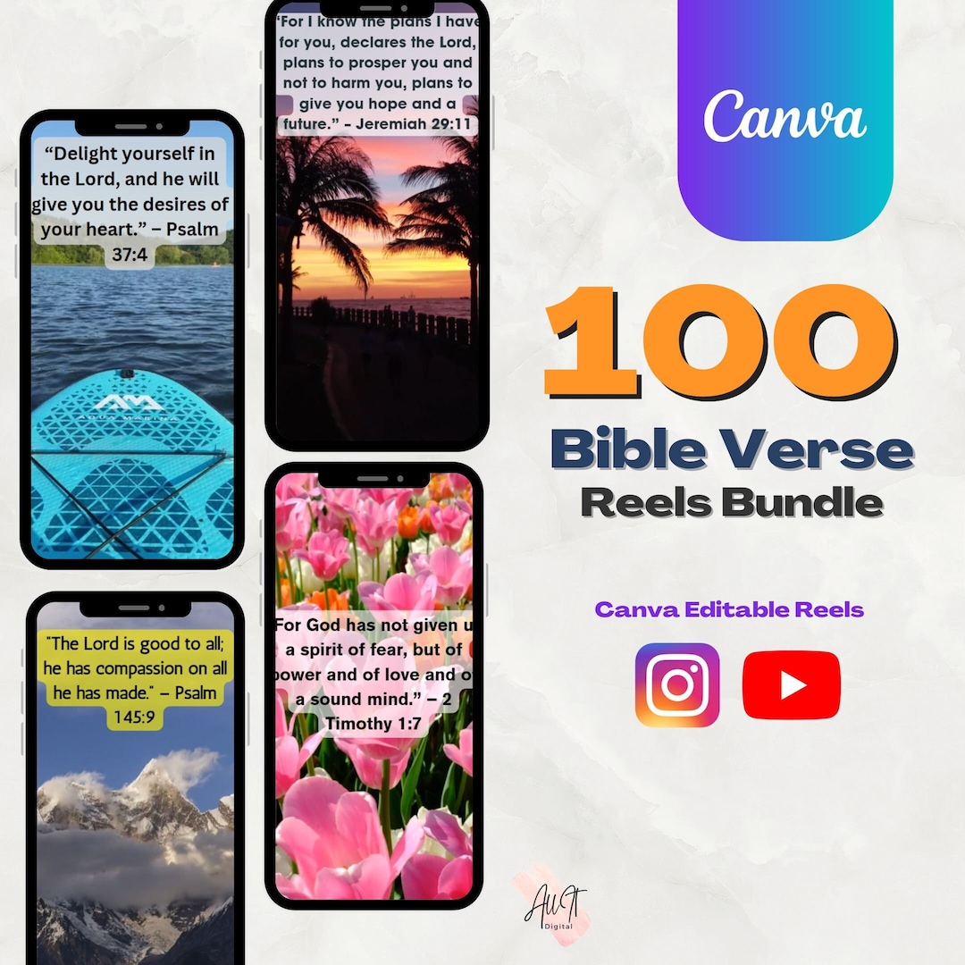 100 Bible Verse Videos | Canva Editable Template | Instagram Templates ...