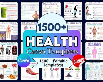 Más de 1500 plantillas de infografías de salud en Canva: fitness y nutrición (editables)