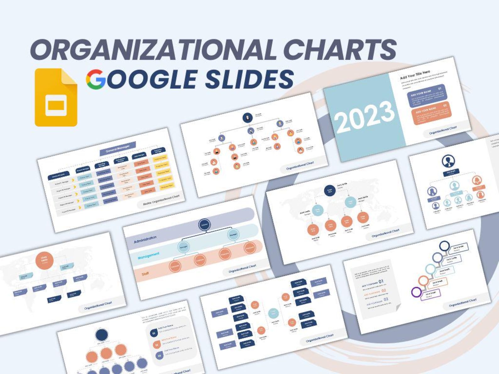 Organizational Chart Google Slide Fully Editable Templates