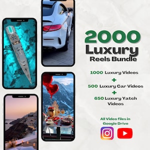 Pu&ograve; includere: Un pacchetto di marketing digitale per i social media con 2000 clip video di lusso. Il pacchetto include 1000 video di lusso, 500 video di auto di lusso e 650 video di yacht di lusso. Tutti i file video sono disponibili su Google Drive.