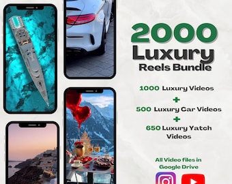 Peut inclure: Un pack de marketing numérique pour les médias sociaux comprenant 2000 clips vidéo de luxe. Le pack comprend 1000 vidéos de luxe, 500 vidéos de voitures de luxe et 650 vidéos de yachts de luxe. Tous les fichiers vidéo sont disponibles sur Google Drive.