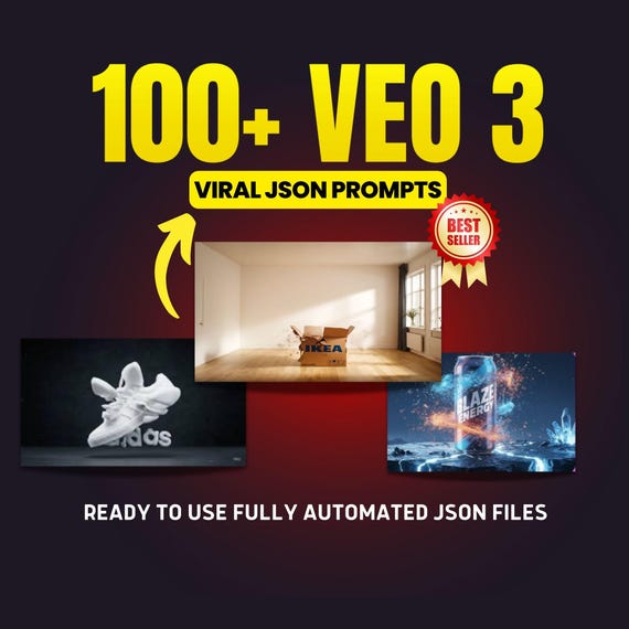 100+ Viral AI Video Ad Scripts | Google Veo 3 JSON Files (Digital Download)