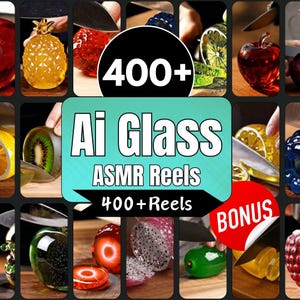 400+ AI Glass Cutting Video Reels | ASMR Content Bundle | ASMR Ai TikTok Video Templates | Video Bundle |