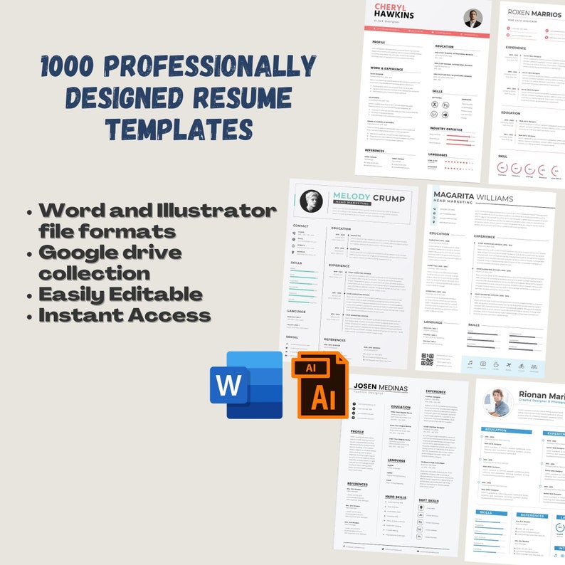 Availability Resume 1000 Resume Templates Bundle | Modern CV Designs (MS Word & Illustrator ...